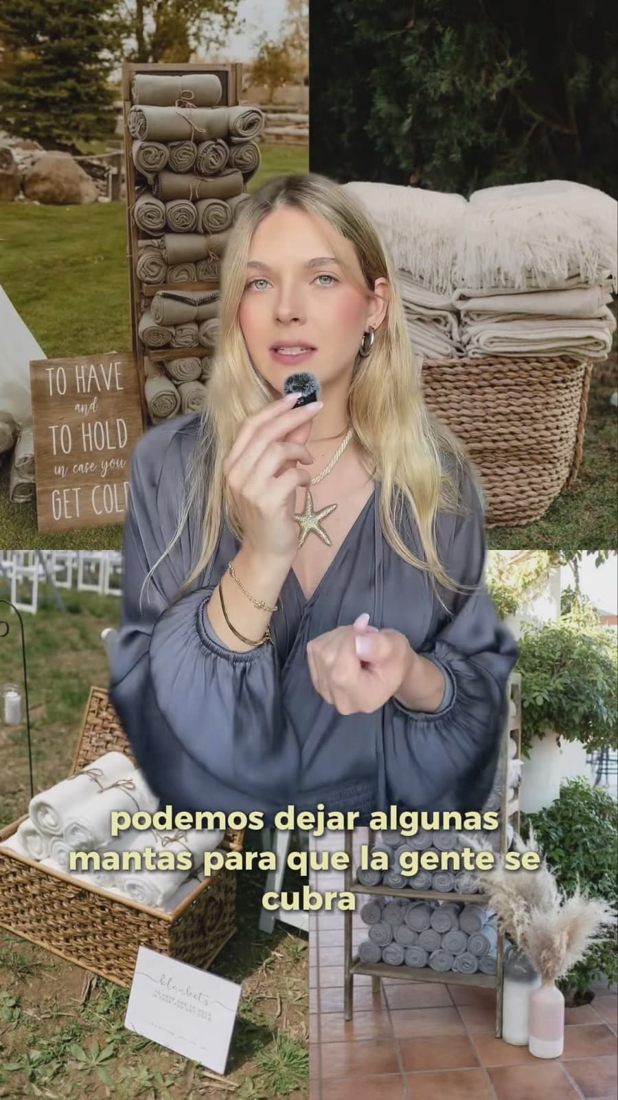 Fotograma del vídeo: cestas de mantas preparadas para los invitados
